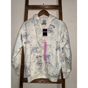 Disney Stitch Hoodie Women's Small Full Zip Fleece Cream Lilo & Stitch NWT